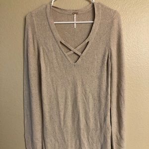 Free People tan long sweater